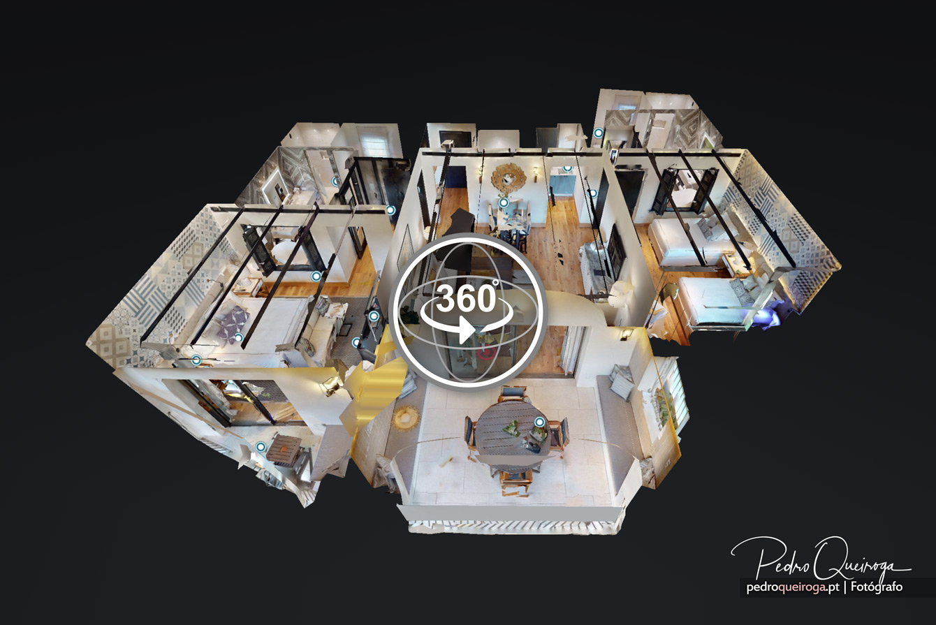 Visualização 3D em formato Dollhouse (casa de bonecas) da Viceroy Residence