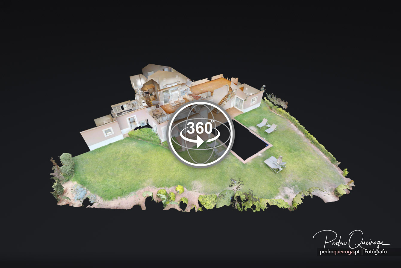 Maquete virtual 3D e representação interativa de vivenda com piscina